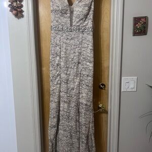 Elegant Cream Lace Evening Gown